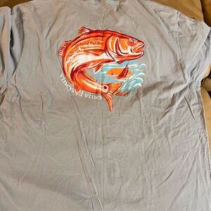 Vineyard Vines Orange Fish Graphic on Gray Tee